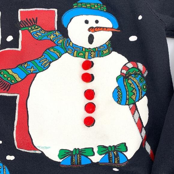 Vintage 1992 EZL Christmas Snowman Sweatshirt Women's One Size Fits All (XL) - Picture 6 of 7